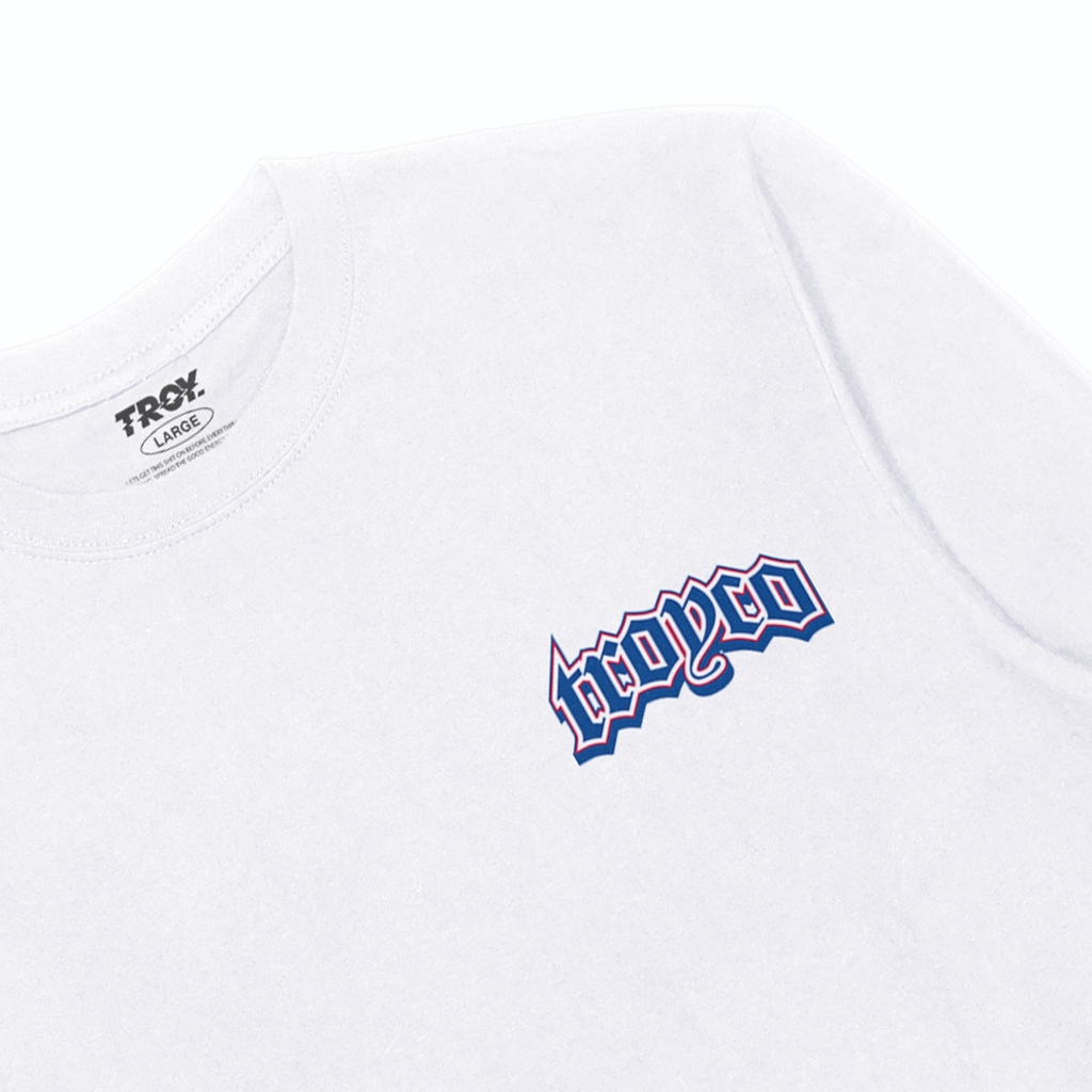 Troy Company Longsleeve Tshirt White Blue Riot - Kaos Putih Lengan Panjang LSD 3436