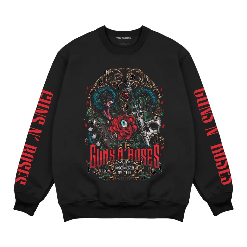 The Wasnas Sweater Musik Band Crewneck NEW Gnr London Coliseum Hitam