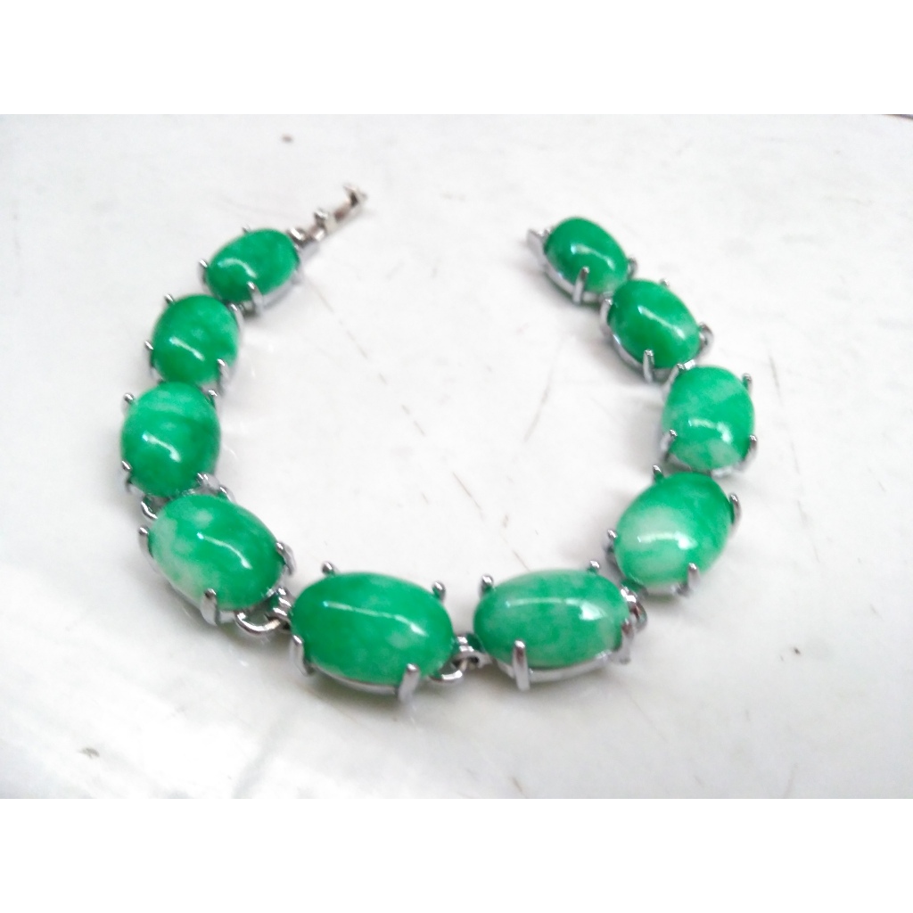 Gelang wanita monel batu giok silver xuping 002