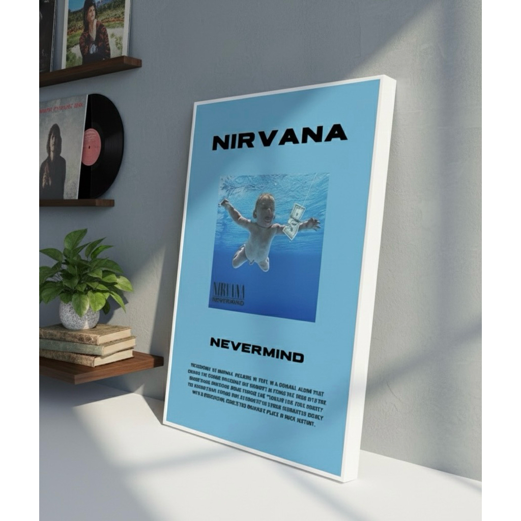 Rumsain poster - Nirvana - Frame block - Bingkai minimalis - bingkai dinding - dekorasi dinding