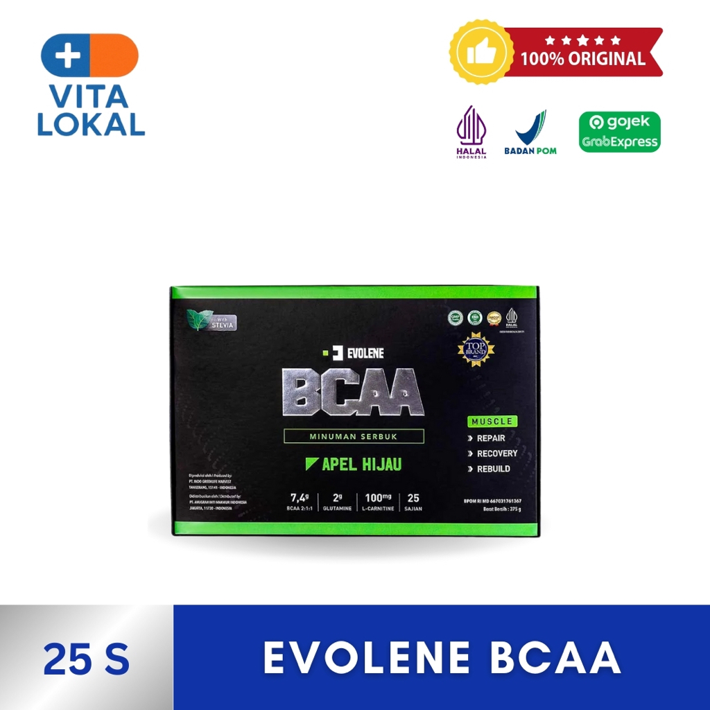 Evolene BCAA 375gr Branched Chain Amino Acids Recovery Otot Suplemen Fitness - Suplemen Workout