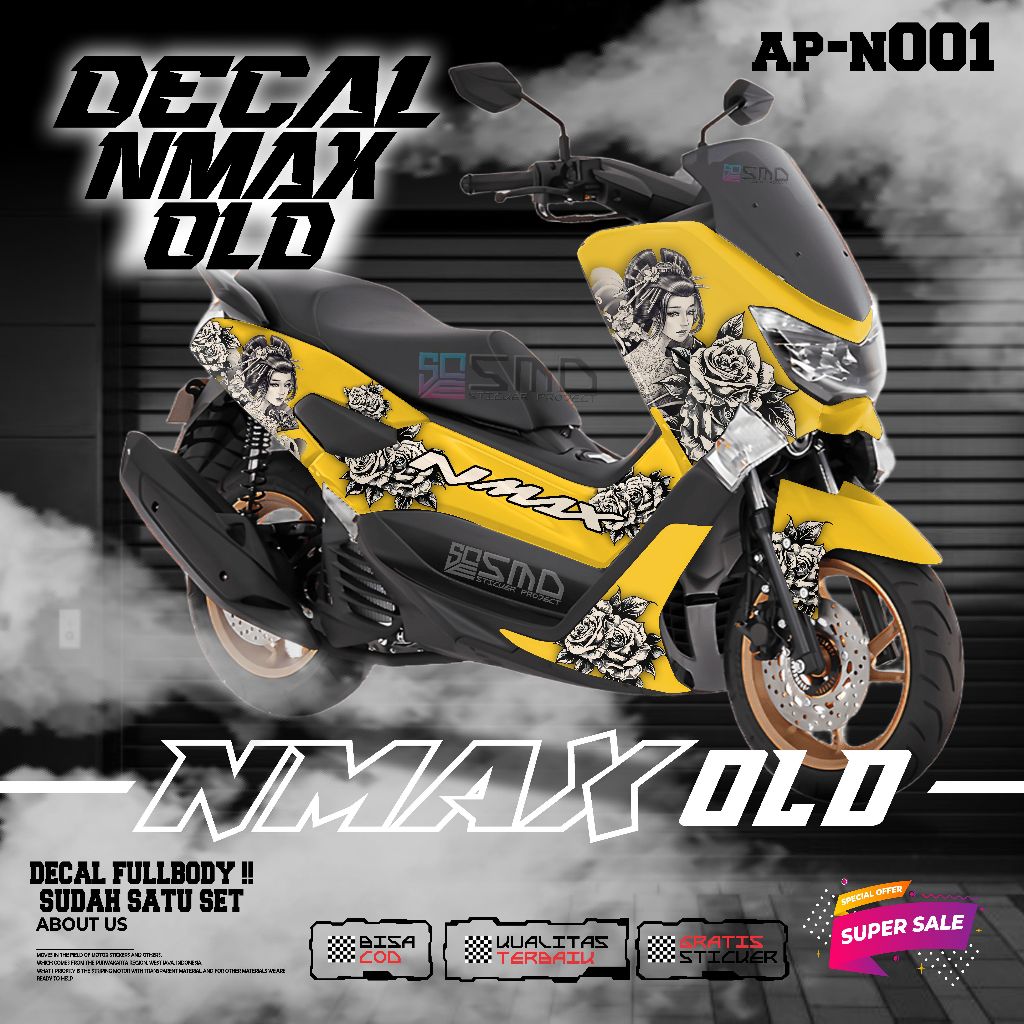 DECAL FULLBODY STICKER YAMAHA NMAX OLD MOTIF GEISHA JEPANG KEREN SATU SET