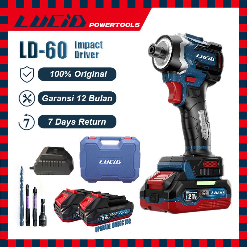 LUCID LD-60 Impact Driver 21V 230NM-300NM UPGRADE DMEGC-20P 15C Brushless Mesin Bor Super Power