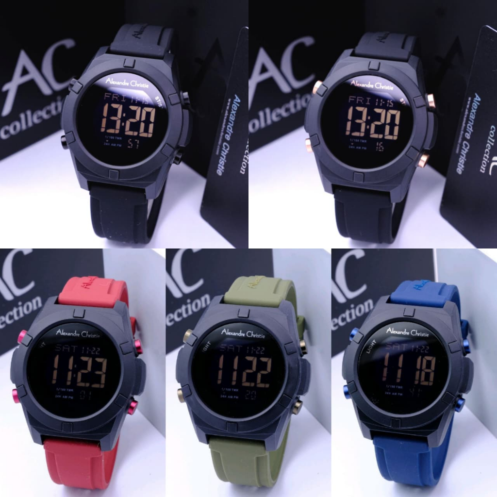 JAM TANGAN PRIA ALEXANDRE CHRISTIE AC 9371 AC9371 BLACK RUBBER ORIGINAL