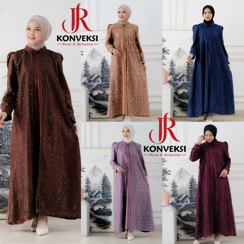 Kenan Gamis Kondangan Busui Friendly Bahan Satin Mix Brokat Baju Muslim Wanita Long Dress Muslim Baj