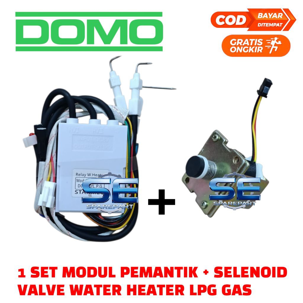 MODUL PEMANTIK IGNITION DOMO DA-1006 PULSE IGNATION + SELENOID LPG GAS WATER HEATER PEMANAS AIR DOMO