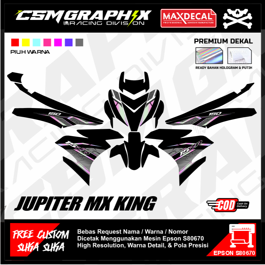 PREMIUM CUSTOM DECAL / DEKAL STIKER MOTOR JUPITER MX KING  / DEKAL STICKER BODY MOTOR JUPITER MX KIN