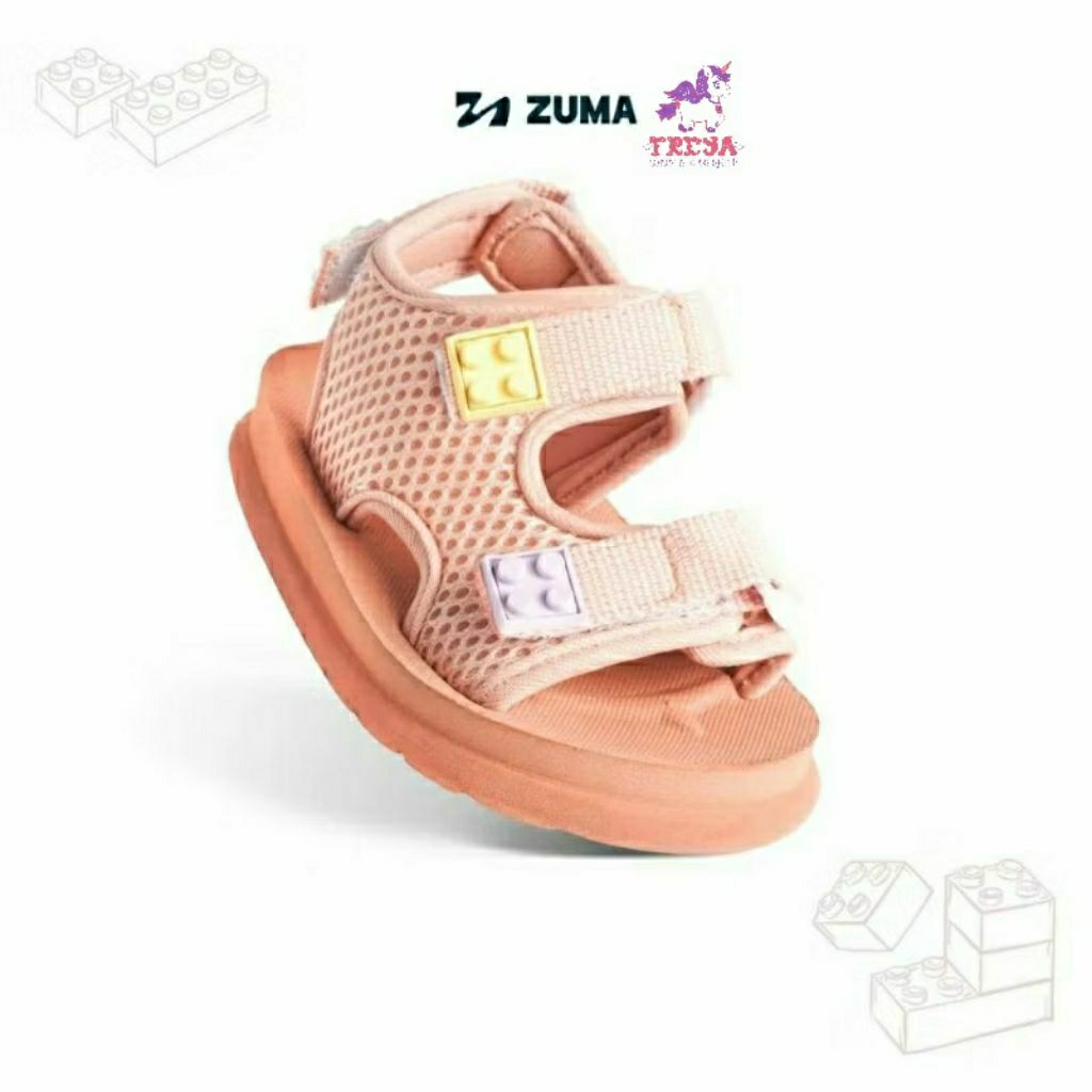 Zuma Baby - Velcro Bricks Stitch Sandal Bayi Karet Tali Belakang