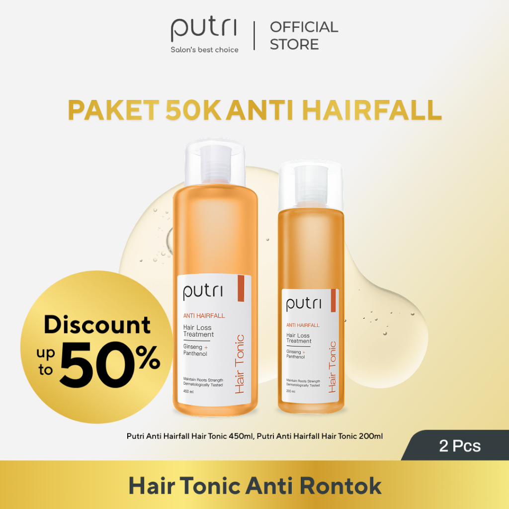 HAIR TONIC ANTI RONTOK Putri Anti Rontok Paket 2pcs Hair Tonic 200ml + 450ml | Wangi Tahan Lama | To