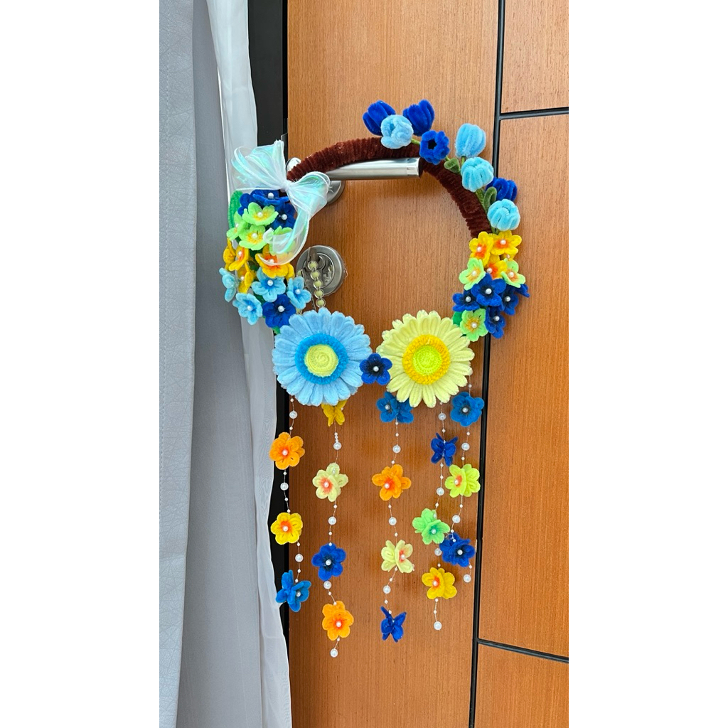 Gantungan pintu bunga / Gantungan dinding bunga / Bunga kawat bulu
