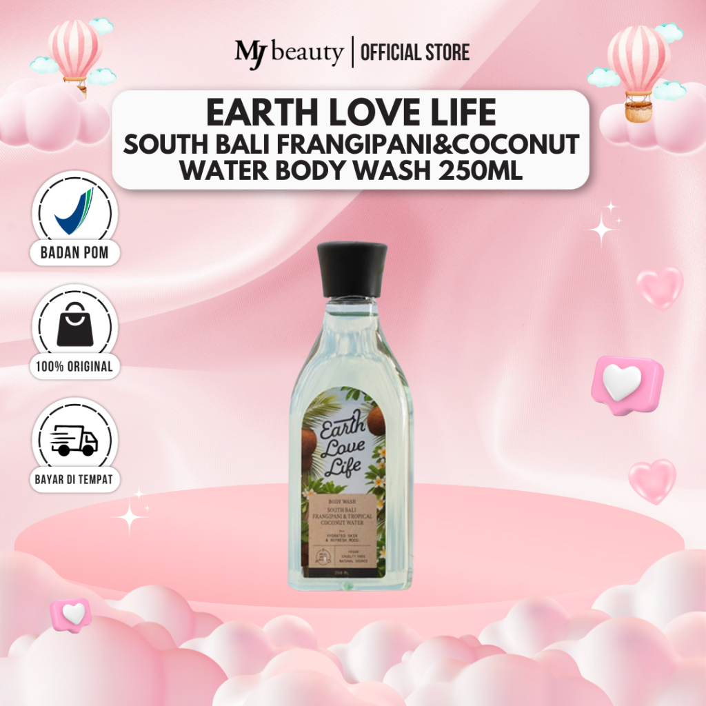 EARTH LOVE LIFE South Bali Frangipani & Tropical Coconut Water Body Wash 250 ml SABUN WANGI | SABUN 