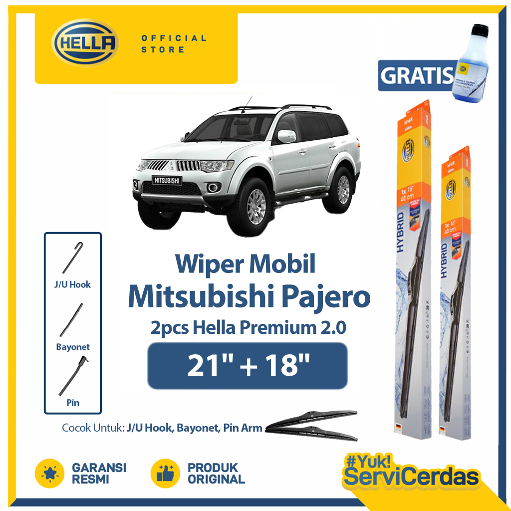 Wiper Mobil MITSUBISHI Pajero 21” + 18” (2pcs) - HELLA Hybrid