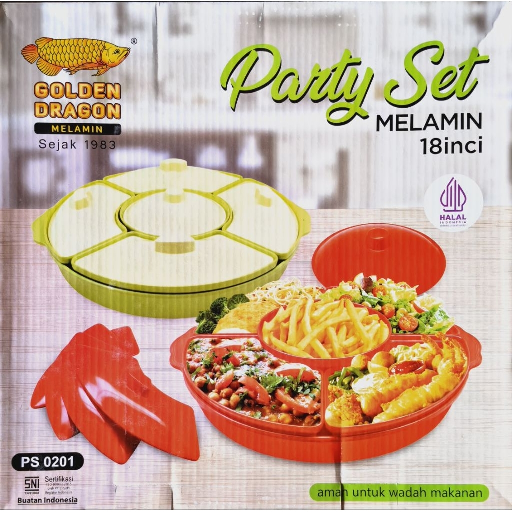 Prasmanan Besar 18 inch polos Melamin Golden Dragon  PS0201 Khusus Instant Palembang