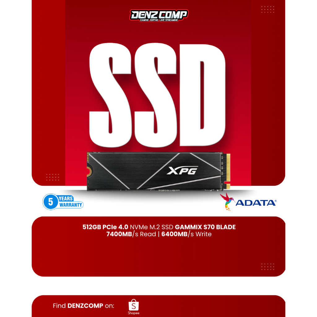 SSD ADATA GAMMIX S70 BLADE 512GB NVME PCIe Gen4x4