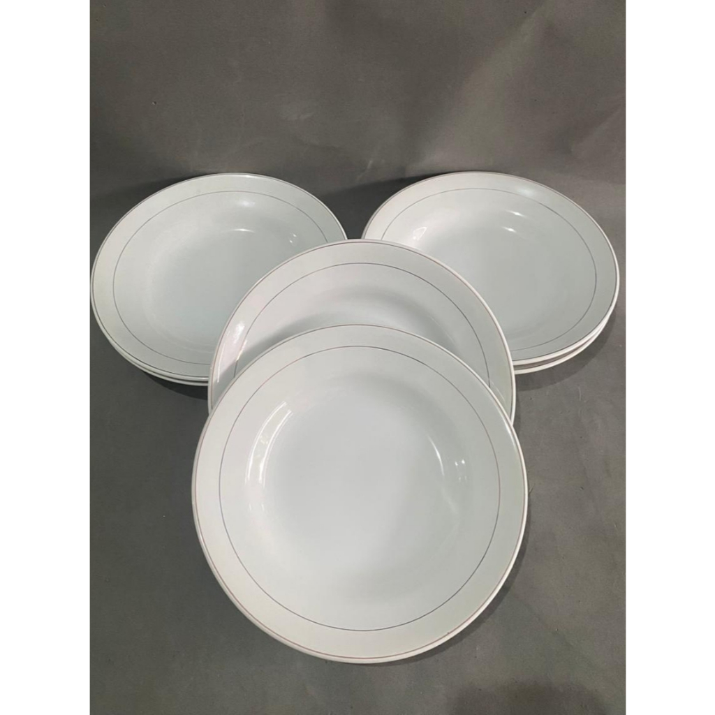 Piring Keramik List Mas 9 Sunbird / Piring Makan / Piring Beling / Piring Keramik 1 Lusin