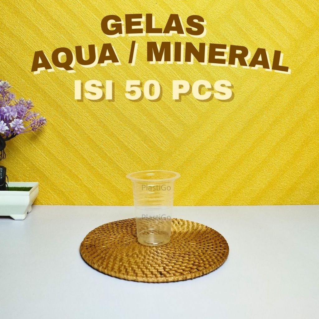 [Isi 50] Gelas Aqua - Gelas Air Mineral / Gelas Plastik Mini / Cup Air Minum