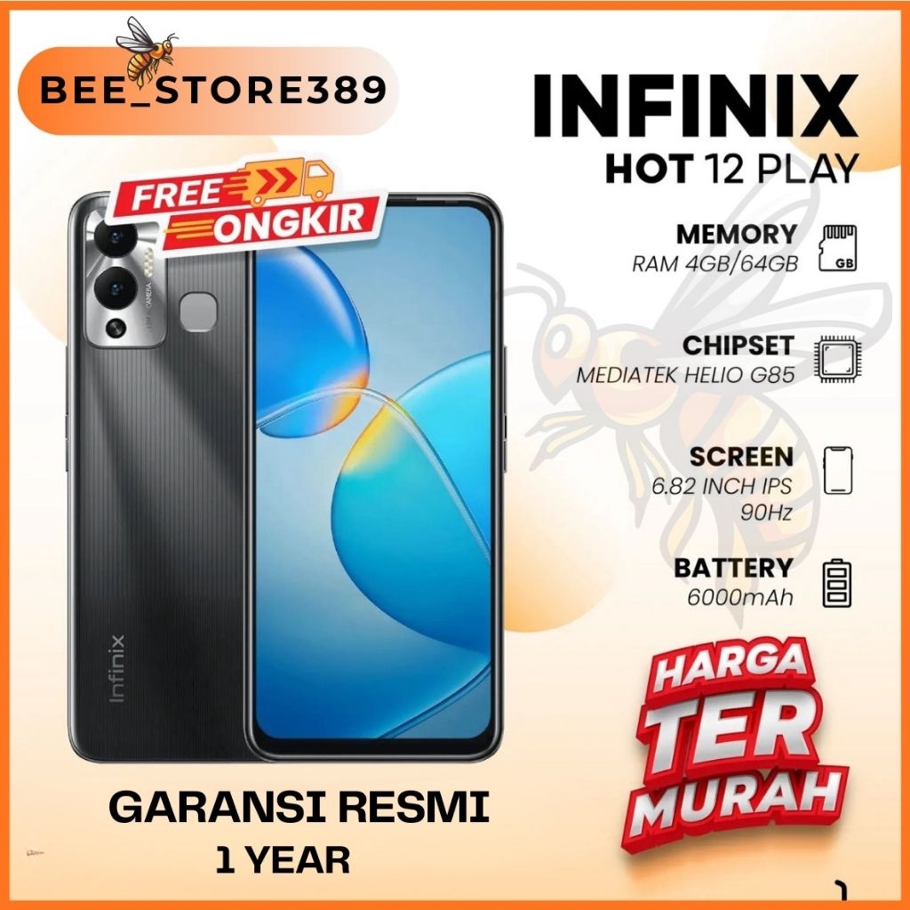 Infinix Hot 12 Play NFC 4/64GB / 4/128GB GARANSI RESMI 1 Tahun