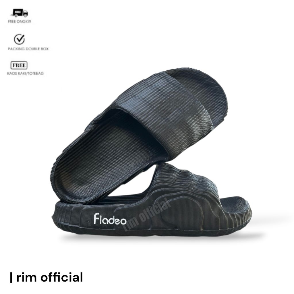 rim // sandal slop // sandal karet pria // sandal pria slop hitam polos