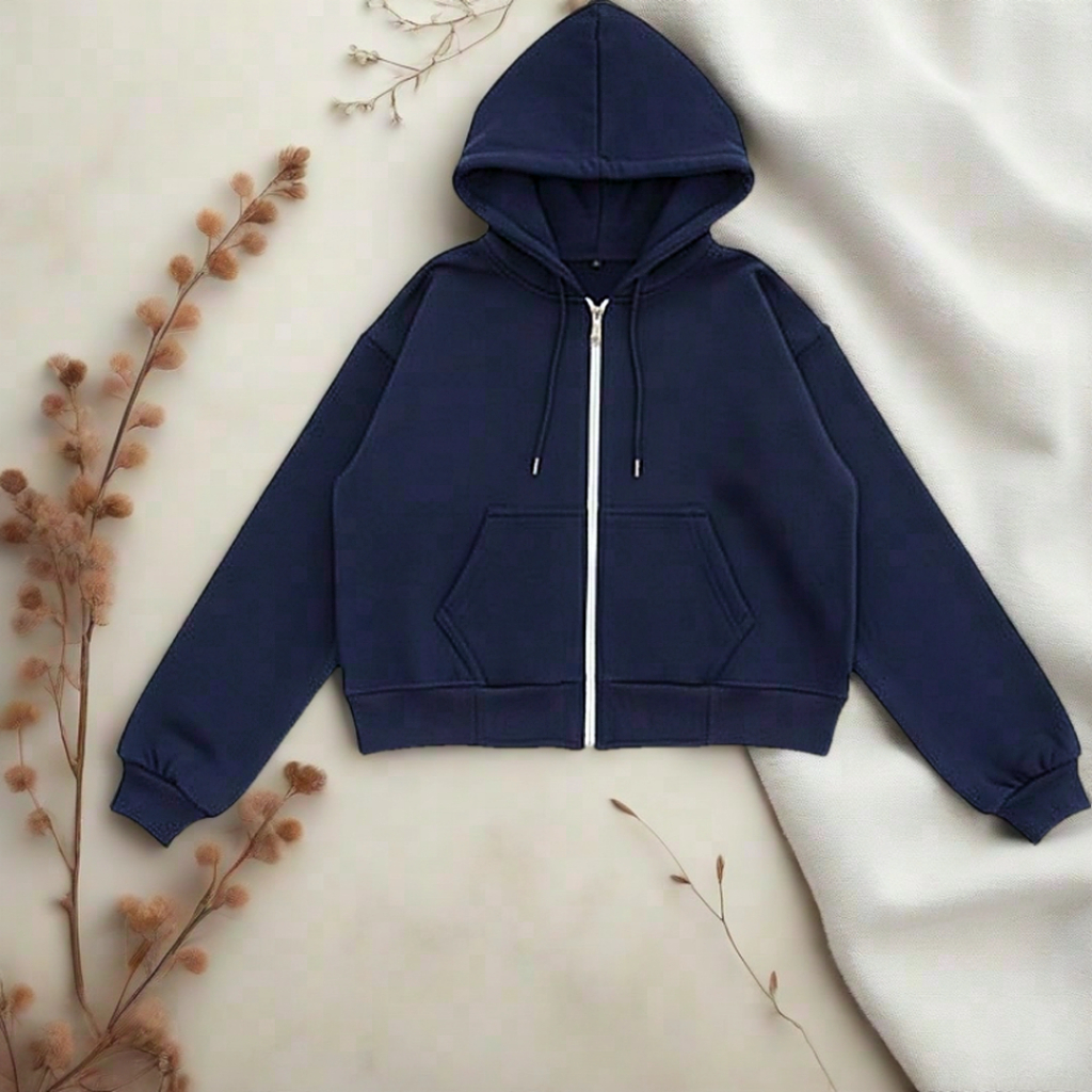 Crop Top Jacket Hodie  Basic Polos Wanita Korean Style Kekinian Jacket Hodie Zipper CROP Terbaru