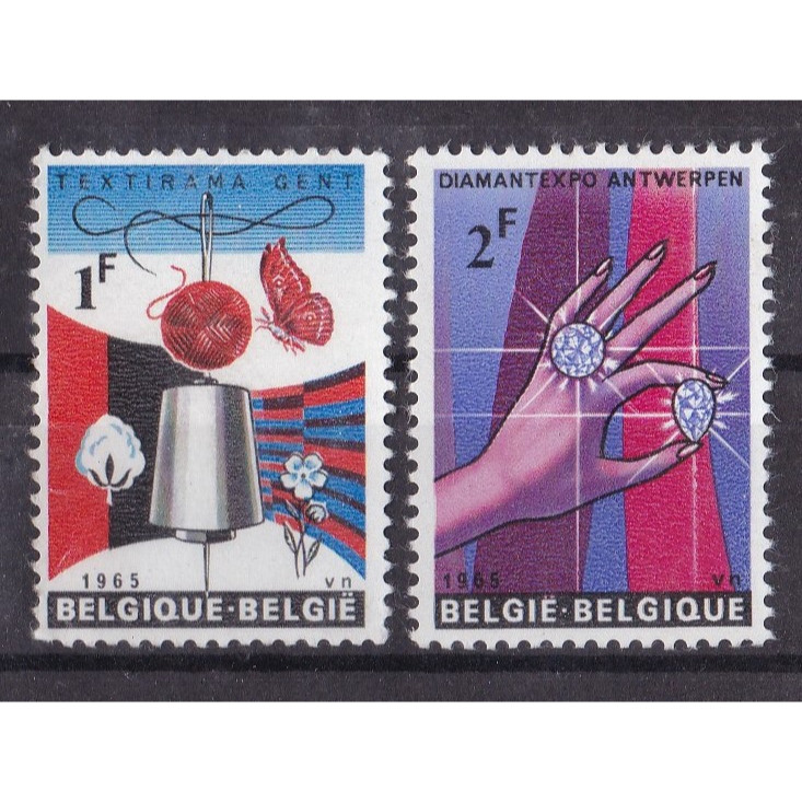 S0175 Prangko Belgia 1965 Exhibition of precious stones Komplit set 2v Mnh