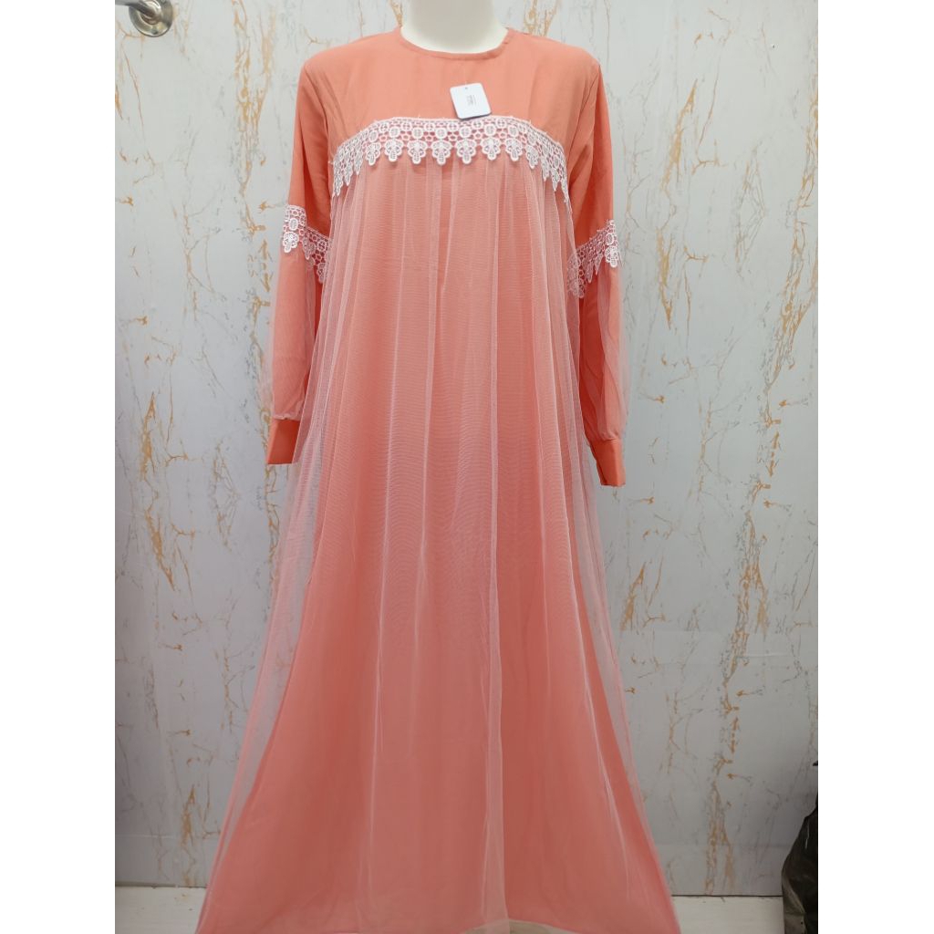 GAMIS PESTA KOMBINASI TILE RENDA