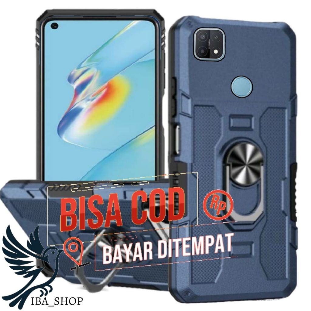 Case OPPO A15 / A15S  Soft Case Robot Hit EYE Ring Standing Hard Case Carbon