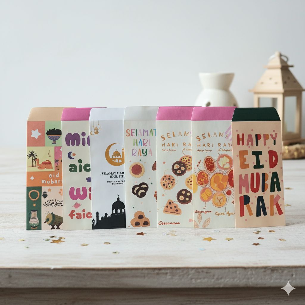 amplop lebaran idul fitri/amplop lebaran panjang aesthetic/angpao lebaran unik grosir