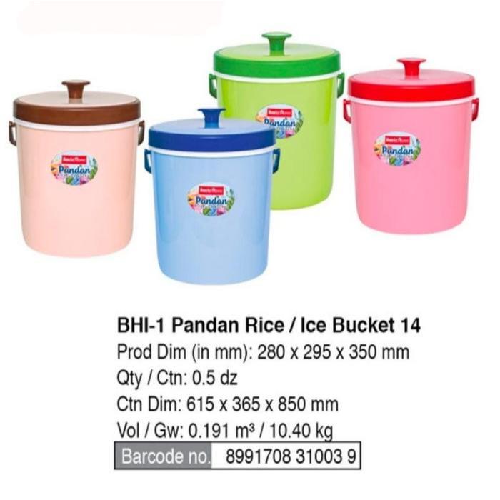 Basic Home BHI-1 Pandan Rice Ice Bucket 14 Ltr + Sendok Nasi Termos Nasi Termos Es Wadah Nasi Wadah 