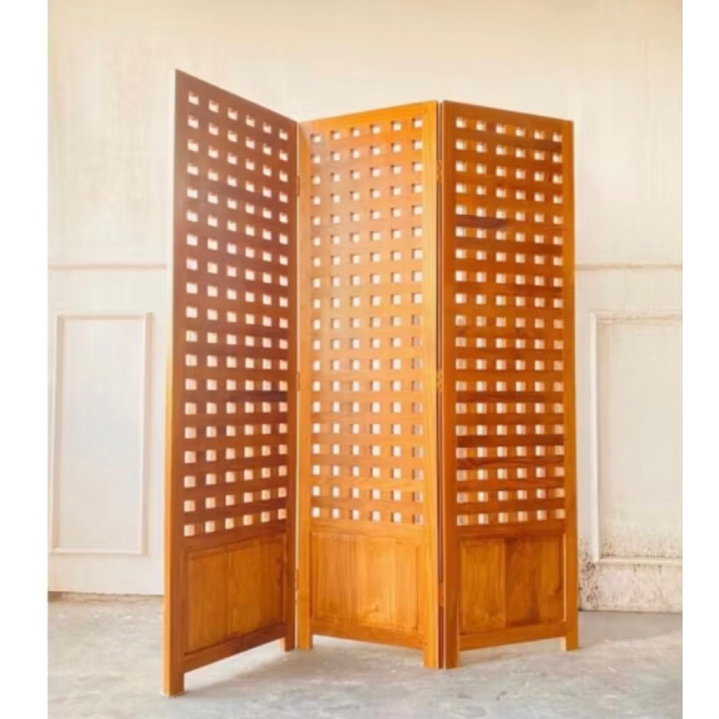 sketsel penyekat ruangan kayu jati minimalis
