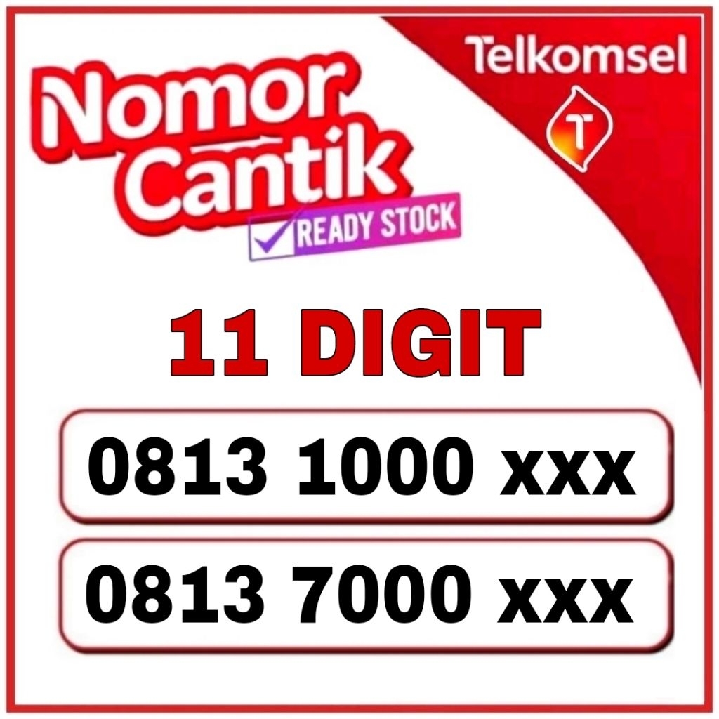 Nomor cantik Telkomsel 11 digit - Nomor Super - kartu perdana - Telkomsel prabayar - suport jaringan