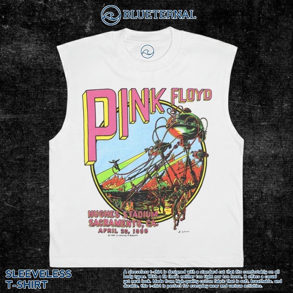 KAOS BAJU SINGLET PINK FLOYD SACRAMENTO | SINGLET PUTIH | SINGLET BAND | KAOS BAND | BAND METAL | LE