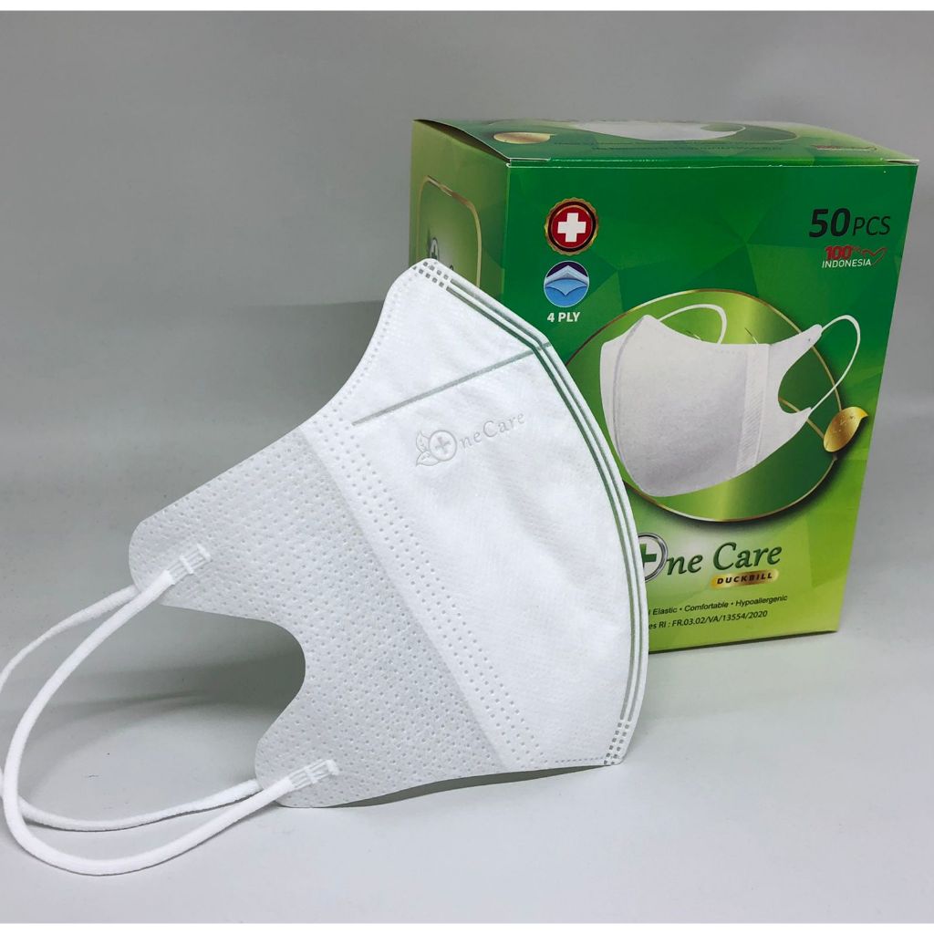 Masker Duckbill 4Ply One Care Earloop 50Pcs | Masker Earloop OneCare 50 Pcs | Masker Warna Hitam Put