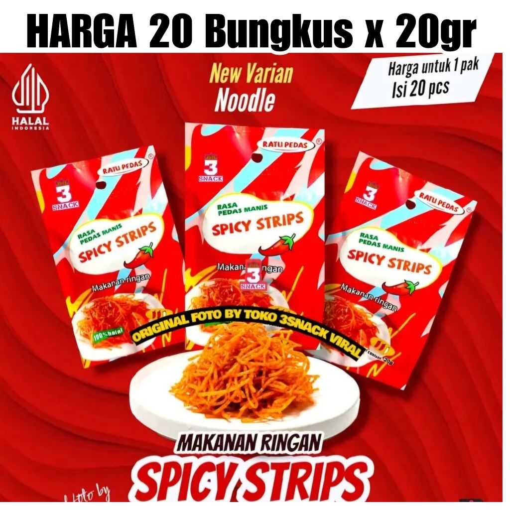 Latiao Spicy Strips Pedas Manis 20gr x 20 Bungkus [ EXP 01 2026 ] - Ratu Pedas Cemilan Snack Makanan