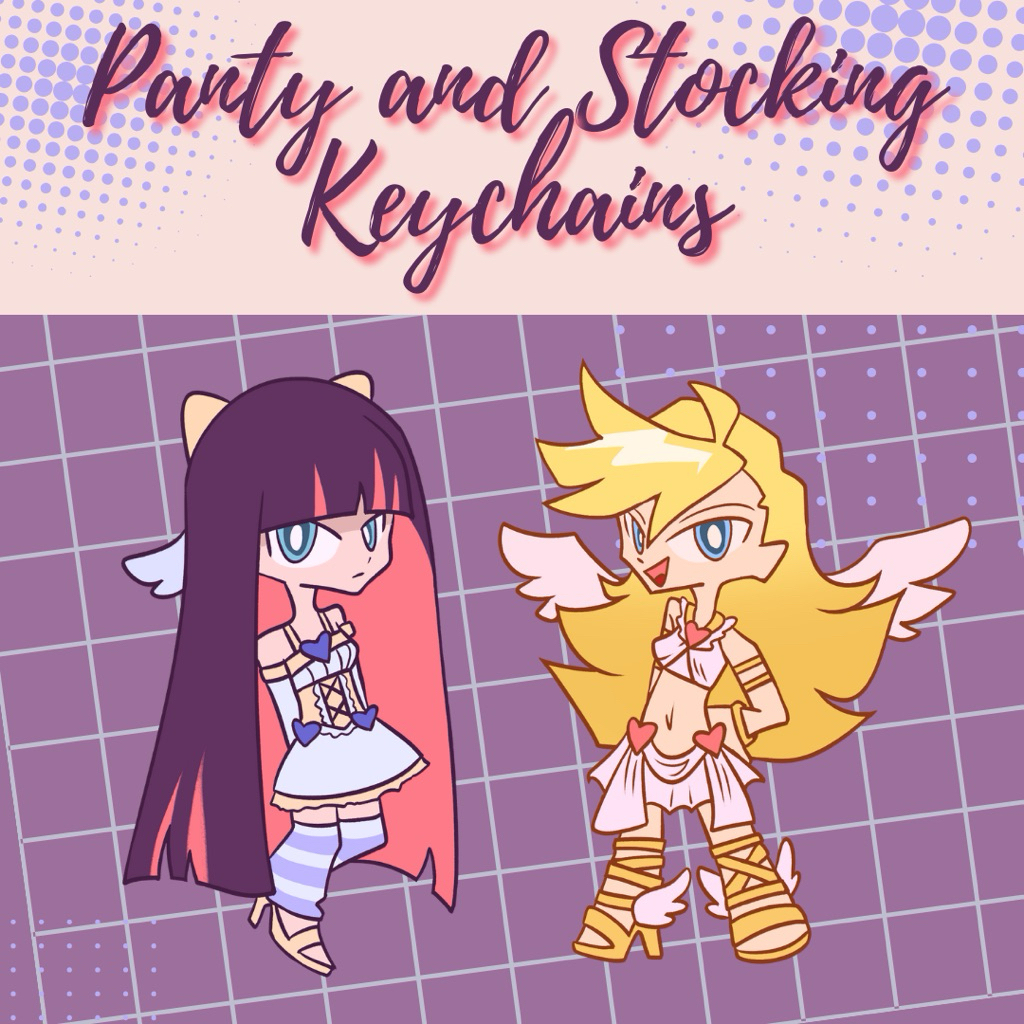 Fanmerch acrylic keychain panty and stocking with garterbelt paswg (panty, stocking)
