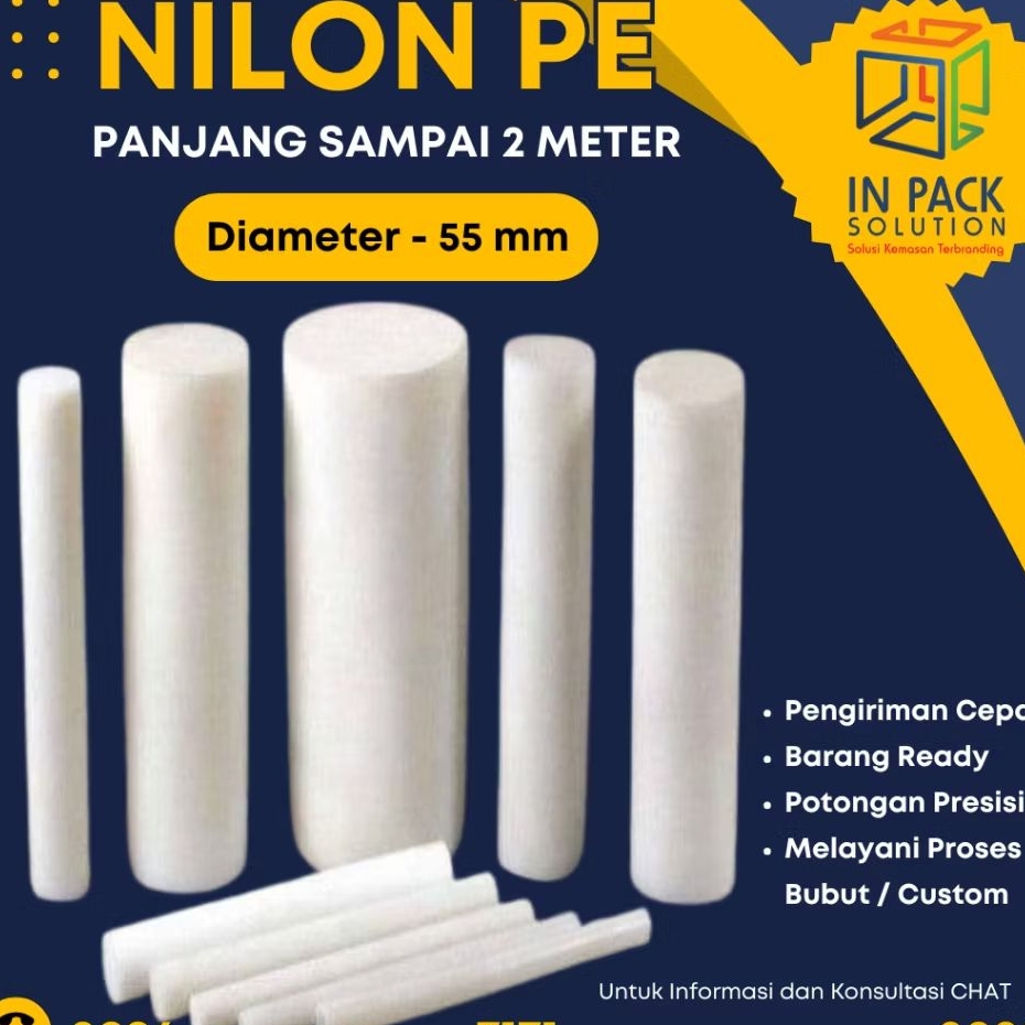 (Nilon PE 55 mm) Jual Nylon rod Pe Nilon batangan 5,5 cm, Nylon As Potongan, As Nilon