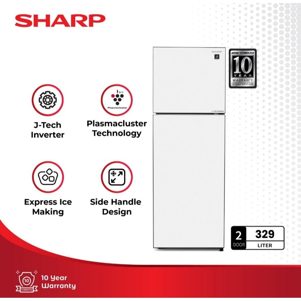 KULKAS SHARP 2PINTU SJ-456GI-GW 329LITER INVERTER PLASMACLUSTER KULKAS SHARP 2PINTU SJ-456-GI