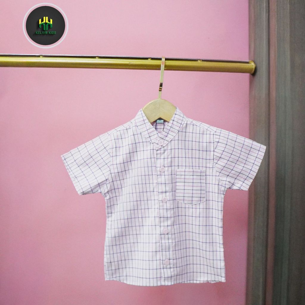Kelvin Kids Kemeja Kotak-Kotak Lengan Pendek