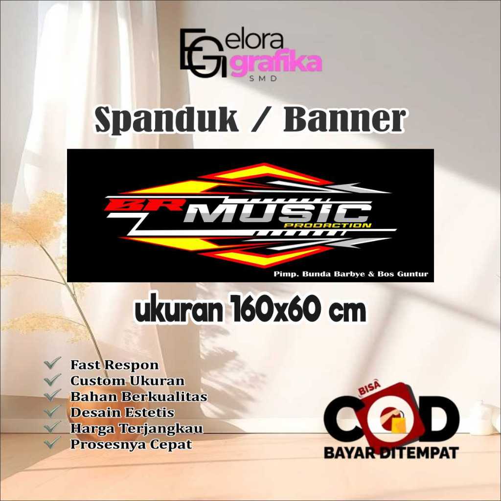 Spanduk Banner Ukuran 160x60 Cm BR Musik Free Custom Desain