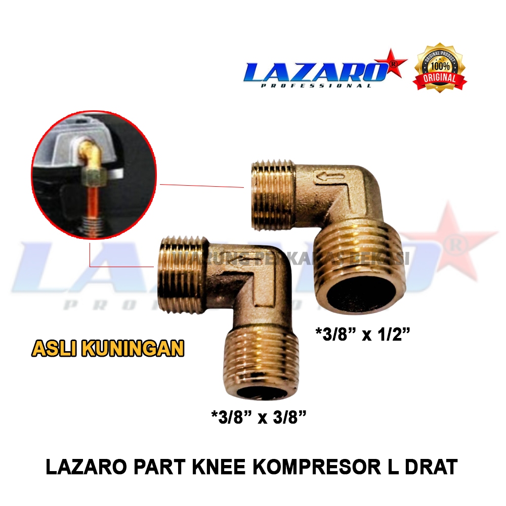 Lazaro Double Nepel Elbow 1/2" x 3/8" / Knee Drat Luar Male Cowo 3/8" x 3/8" Part Keni L Fitting Pip