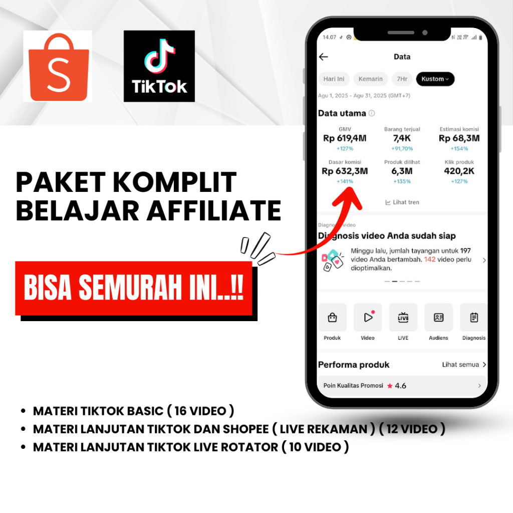 Panduan cara Live rekaman shopee dan Tikto live streaming shopee shopee affiliate Tikto affiliate