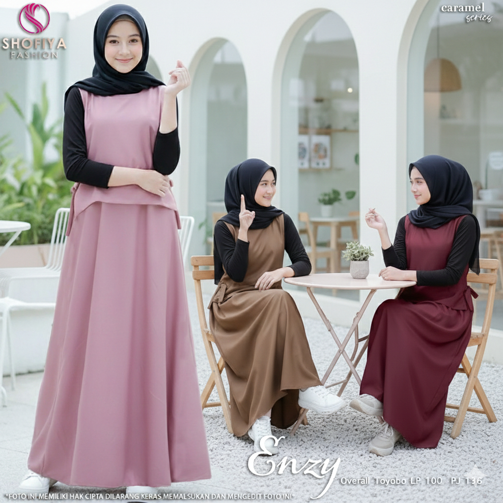 [GOOD STORE] ENZY OVERALL SET REMEJA Original By Shofiya Hijab