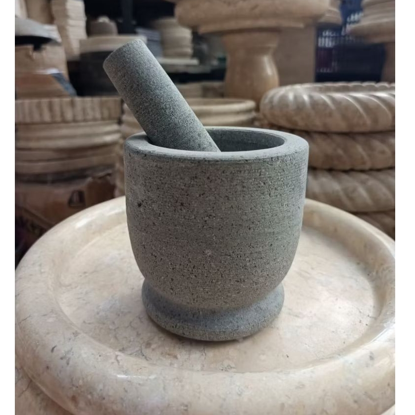 Lumpang Alu Tumbukan Ulekan Batu Andesit Alam Andesit Stone Mortar Pestle