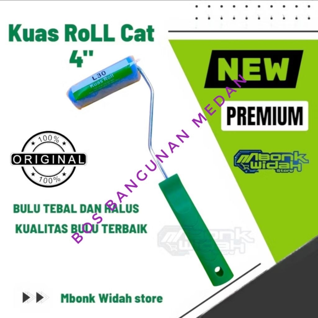 Kuas Roll Kapal 4 Inch Gagang Pendek Untuk Cat Air Minyak Pada Tembok Dinding Kayu Triplek Gypsum