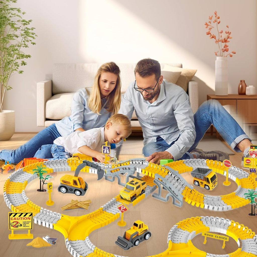 Mainan Kereta Listrik Rel Anak Anak DIY Kendaraan Rekayasa Rel Truk Kota