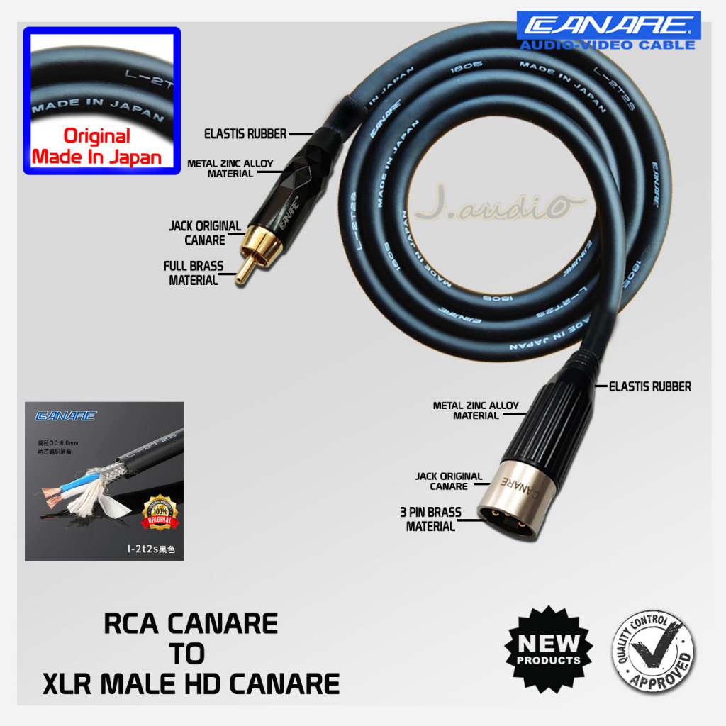 MADE IN JAPAN - Kabel audio / kabel speaker terbaik XLR Male CN HD to RCA CN - JUAN AUDIO