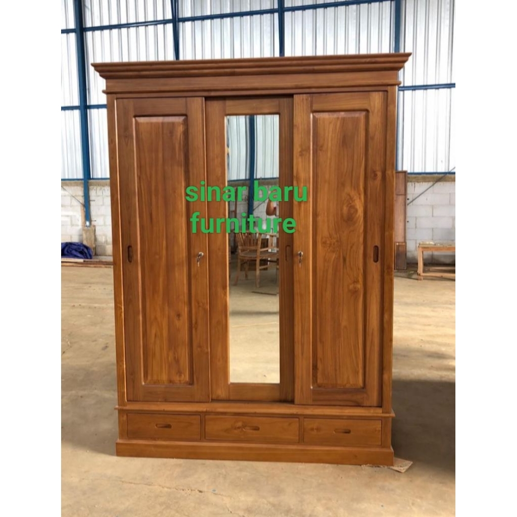lemari kayu 3 pintu termurah almaripakaian kayu jati