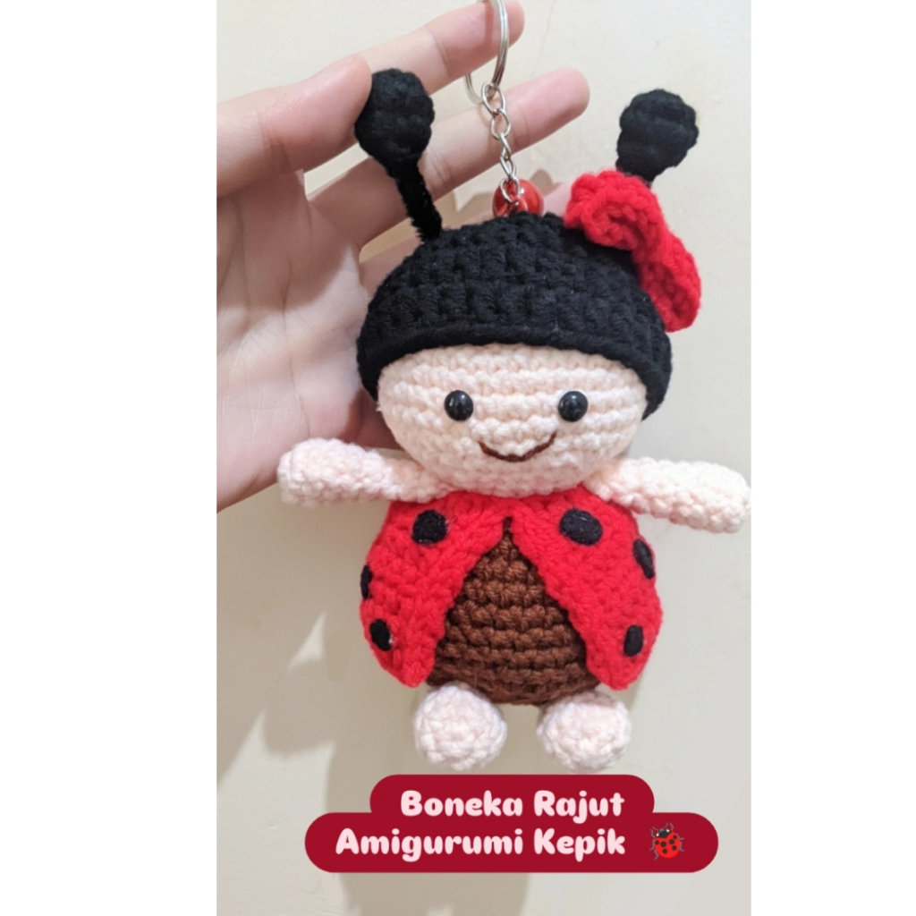 Boneka Rajut Amigurumi Kepik | Handmade Doll | Cocok untuk Kado | Ladybug | Boneka Rajut Kumbang | C