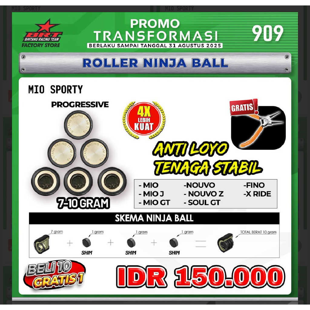 ROLLER BRT MIO NINJA BALL MIO BRT MIO J MIO GT XTRAIDE NOUVO FINO
