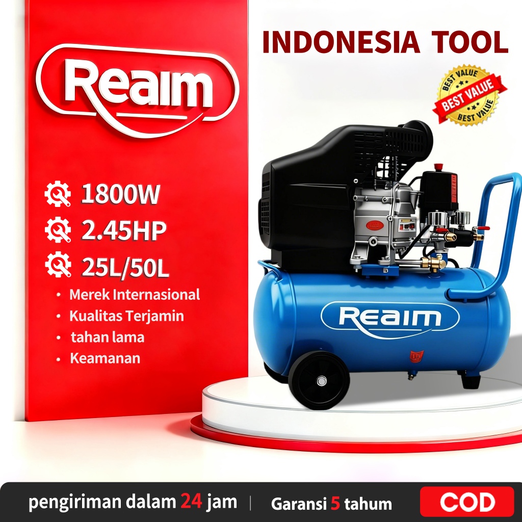 Reaim Kompresor Angin Listrik 50L Oilless Silent
