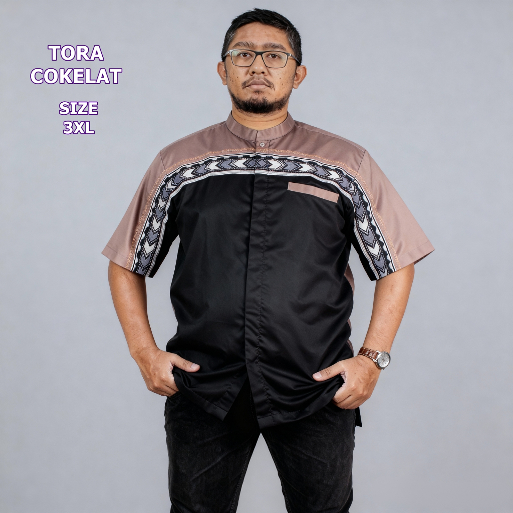 Baju Koko Jumbo Pria Dewasa Bordir Terbaru Big Size Ukuran 4XL 5XL  Kemeja Pria Fashion Muslim Lenga